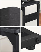 Wood Pedestal Small Sofa Side Table for Couch C Shaped End Table TV Trays Eating, Coffee Drink Dinner Food TV Tray Tables Slide Under Couch Night Stand Over Bedroom Bedside Living Room Black ET-YB-BK1