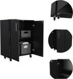 Storage Cabinet Lions, Double Door and Casters, Black Wengue Finish
