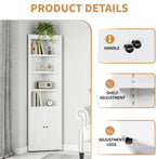 Metal Pantry Storage Cabinet with 4 Adjustable Shelves, 71" Tall Corner Cabinet for Bathroom, Corner Shelf Cabinet for Kitchen, Dining Room, Living Room, Assembly Required(White)