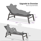 PURPLE LEAF Patio Chaise Lounge Set for 2, Oversize Seat, Grey | Reinforced aluminum frame with angled legs supports up to 320 lbs, providing solid stability without sagging or rocking