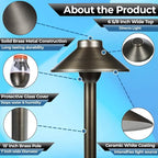 LED Pathway 124 Landscape Lights - 12V Solid Brass Low Voltage LED G4 3.5W 2700K Bulb Outdoor Mushroom Security Garden Patio Deck Pool Area Lights