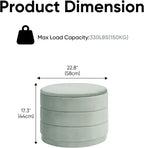 23" Round Velvet Storage Ottoman with Reversible Lid, Soft Padded Footrest and Hidden Storage, Large Upholstere Tray Top Ottoman Footstool for Living Room, Bedroom, Entryway, Sage Green