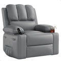GarveeHome Leather Recliner Chair - Heat and Massage, Swivel Rocker Manual Recliner for Adults, Reclining Sofa Rocking Chair with Side Pocket, Cup Holders for Living Room