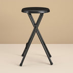 Vinyl Padded Folding Stool, 24 Inch, Black