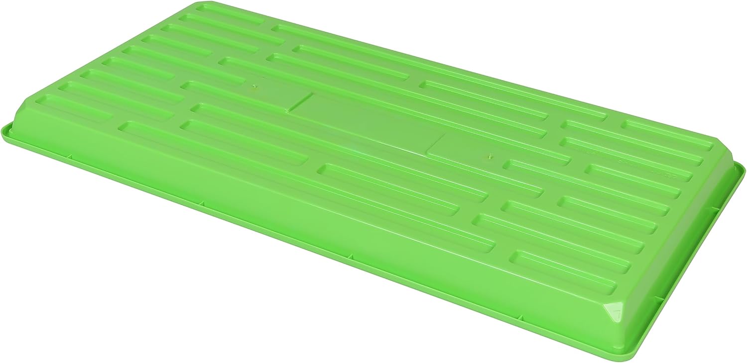 SUNPACK 10" x 20" Heavy Duty Shallow Plastic Seed Starting Tray, Green, 1" (Pack of 10) - No Drainage Holes, Perfect for Greenhouses or Indoor Gardening