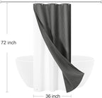 3 in 1 Stall Half Size Charcoal Grey Shower Curtain Set-36 W x 72 H, Modern Waffle Waterproof Fabric and PEVA Liner Set with Stainless Steel Hooks