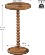 HOOBRO Round Side Table, Small Drink Table for Small Space, End Table with Rubberwood Accent Leg, Stable Pedestal, Easy Assembly, for Living Room, Corner, Bedroom, Rustic Brown FG187BZ01