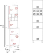White Kitchen Pantry with Pneumatic Doors and Open Storage