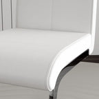 Off-White Dining Chairs Set of 4, Modern High Back with Faux Leather Padded Kitchen Chair for Dining Room, Kitchen (4, White with Silver Hoop Leg)