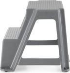 Gracious Living 16-Inch Tall Plastic 2-Step Stool, Gray, 4 Pack | Portable Dual Step Ladder Foot Stool for Kitchen, Bathroom, Bedroom & Garage