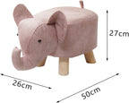 Animal Footstool Elephant Bench Portable Shoe Changing Cute Storage Wooden Ottoman Stool Sofa Tea Stool for Decoration Bedroom Living, Pink