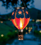 Regal Art & Gift Hot Air Balloon Solar Lantern – Hanging Solar-Powered LED Lights, Waterproof Portable Decorative Outdoor Lamp Made of Metal & Glass for Garden, Patios & Pathway – Americana (Small)