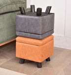 Premium Storage Ottoman Upholstered Square Foot Rest Stool with Sturdy Wood Legs,Thicken Foam Padded Seat Small Cube Storage Chest for Living Room Bedroom (Orange)