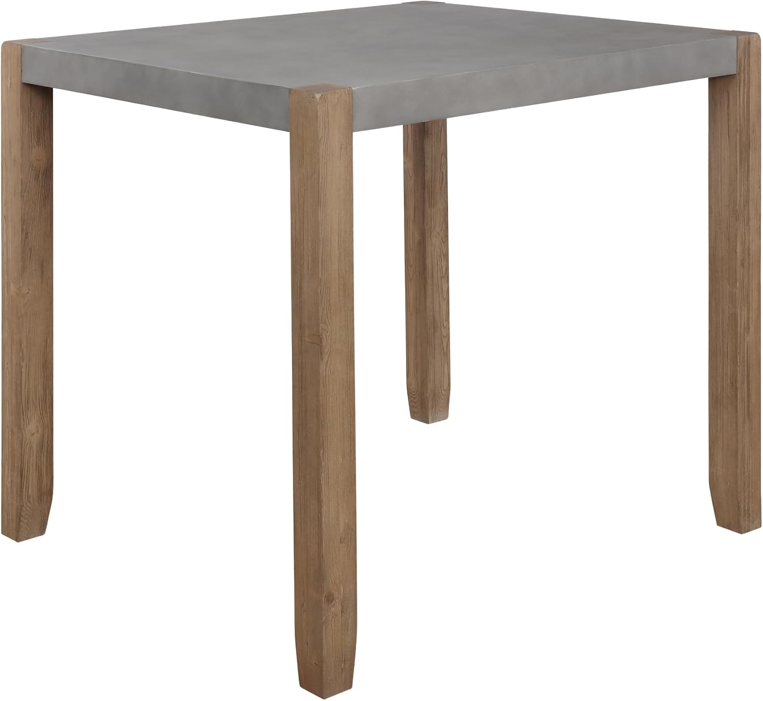 Alaterre Furniture Newport Dining Table for 4 – Rustic Industrial 42” x 36” Kitchen Table with Gray Faux Concrete Top & Light Amber Wood Legs