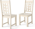 GIANTEX Wooden Dining Chairs Set of 2, Kitchen Chair w/Rubber Wood Frame & Leaf-Shaped High Back, Max Load 400 LBS, Farmhouse Armless Dinette Side Chairs for Living Room Restaurant, Cream White
