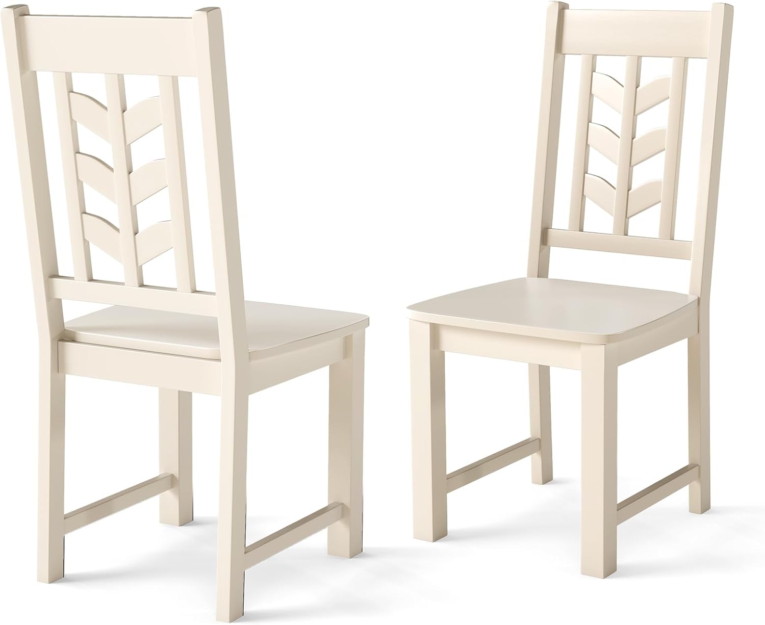 GIANTEX Wooden Dining Chairs Set of 2, Kitchen Chair w/Rubber Wood Frame & Leaf-Shaped High Back, Max Load 400 LBS, Farmhouse Armless Dinette Side Chairs for Living Room Restaurant, Cream White