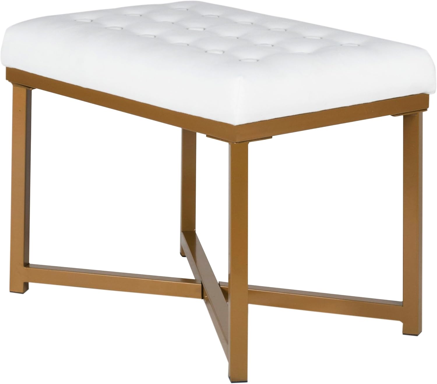 HomePop 24" Tufted Velvet Ottoman Bench - White