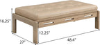 Merax 48.4" Rectangle Tufted Upholstered Cocktail Ottoman, Leather Ottoman Coffee Table, PU Leather Ottoman for Living Room, Bedroom, Office,Taupe Brown