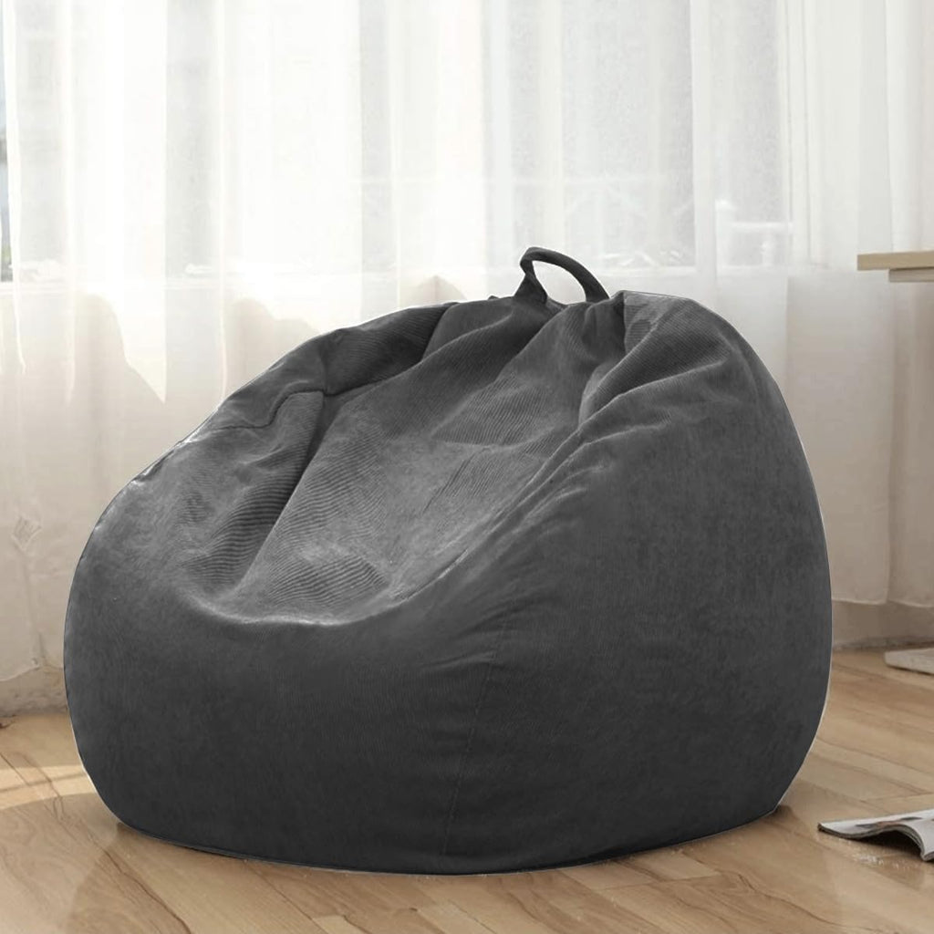 Bean Bag Chair Cover (No Filler) for Adults and Kids, Extra Large Stuffed Animal Storage Bean Bag Washable Soft Premium Corduroy Stuffable Bean Bag Cover (Size1)