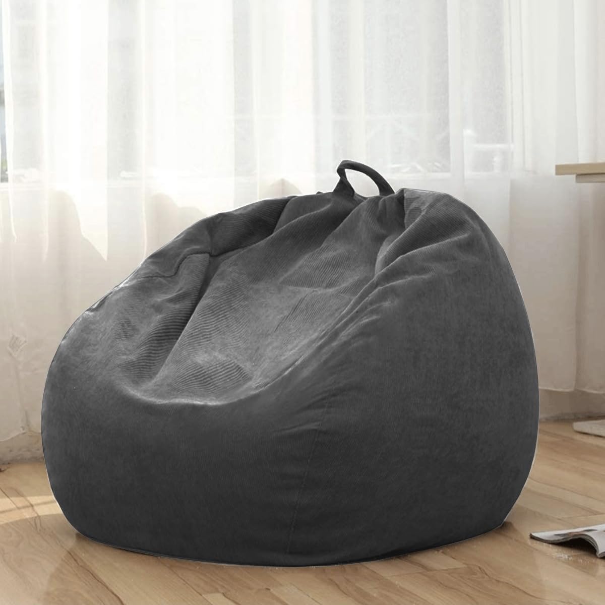 Bean Bag Chair Cover (No Filler) for Adults and Kids, Extra Large Stuffed Animal Storage Bean Bag Washable Soft Premium Corduroy Stuffable Bean Bag Cover (Size1)