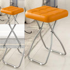18 Inch Folding Stool, Portable Cushioned Padded Indoor Counter Bar Stools, Metal Frame, 330lbs Capacity for Makeup Room, Living Room(Green)