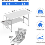 4 FT Folding Tables for Camping Party Picnic, Dinning, School, White | 4 Foot Plastic Foldable Table, Portable Heavy Duty Fold Up Table with Lock Function & Carrying Handle for Indoor Outdoor Use