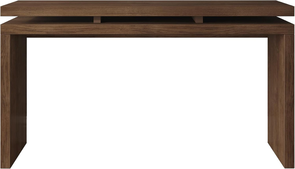 60" Antique Natural Farmhouse Console Table with Double Board Suspension Design, Versatile Buffet Sideboard, Retro Wooden Sofa Side Table for Entryway, Hallway and Living Room (Antique Brown-02)