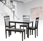 Dining Kitchen Solid Wooden Stained Bench Padded Seat Espresso Black Finish