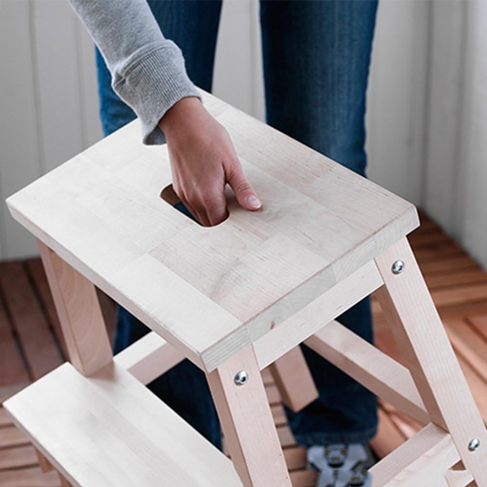 Footstool, 2-Step Stool Solid Wood Change The Shoe Bench Footstool, 9 Colors, 36x24x55CM,Purple