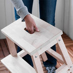 Footstool, 2-Step Stool Solid Wood Change The Shoe Bench Footstool, 9 Colors, 36x24x55CM,Purple