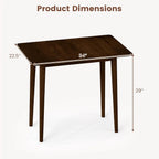 Giantex Dining Table for 2-4, 34" Rectangular Dinner Table with Solid Rubber Wood Frame, Space-Saving Kitchen Table for Small Space, Apartment, Living Room, Home Office (Walnut)
