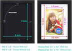 RPJC 6x8 inch Picture Frame Made of Solid Wood and High Definition Glass Display Pictures 4x6 with Mat or 6x8 Without Mat for Wall Mounting Photo Frame Black
