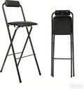 1 Pcs Folding Bar Stool with Backrest, 29.5 Inch Tall Foldable Stool Chair, Portable Space-Saving Counter Height Chair 275lbs Load Capacity for Kitchen Counter Home Dining, Black