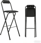 1 Pcs Folding Bar Stool with Backrest, 29.5 Inch Tall Foldable Stool Chair, Portable Space-Saving Counter Height Chair 275lbs Load Capacity for Kitchen Counter Home Dining, Black