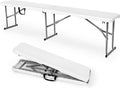Byliable Folding Bench 6ft,Portable Plastic Bench Seat with Handle,White | Heavy Duty HDPE,Powder-Coated Steel Legs,Strong Weight Support,Indoor Outdoor for Parties,Gatherings,Dining,Camping,Events
