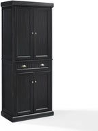 Maykoosh Kitchen Pantry Cabinet - Large Storage, Adjustable Shelves, Distressed Black Finish
