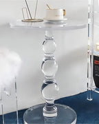 Acrylic End Table Set of 2, 16" x16" x 23" Modern Pedestal Acrylic Side Table, Clear Round Martini Table for Living Room Bedroom Small Spaces