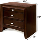 Espresso Finish Nightstand, Modern Traditional Style 1pc Nightstand of 2 Drawers,for Small Spaces