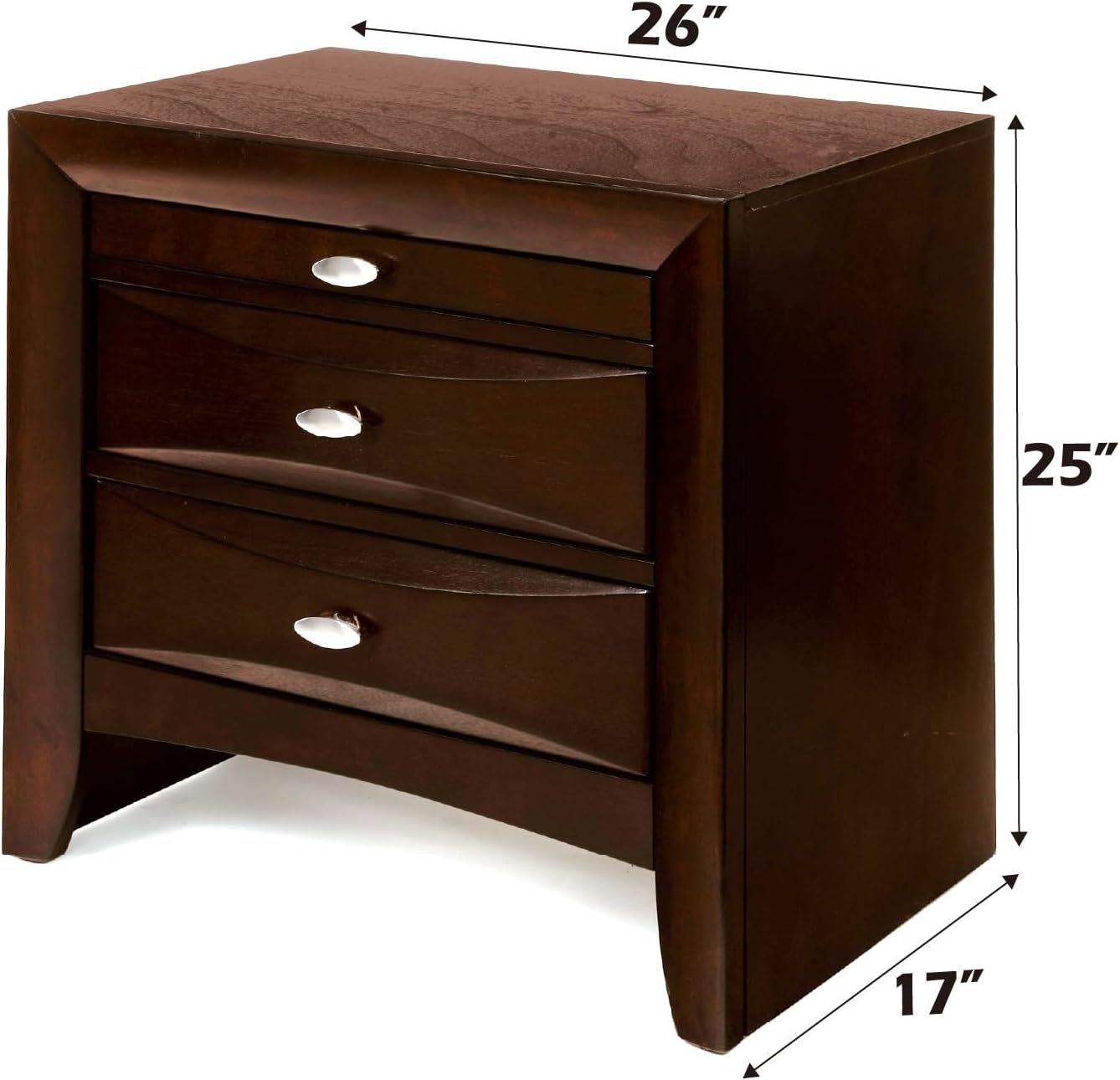 Espresso Finish Nightstand, Modern Traditional Style 1pc Nightstand of 2 Drawers,for Small Spaces