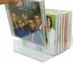 Pmsanzay DVD Storage Box - Clear Acrylic - Stackable DVD and CD Holder, CD Display Rack CD Organizer Stand - Holds up to 14 Standard CD Cases for Media Shelf Storage and Organization - No DVD