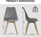 Dining Chairs Set of 4, PU Leather Kitchen Chairs,Wood Legs (Gray, 4 PC) | Mid-Century Modern, Upholstered Dining Room Chairs ,Padded Seat,Tulip Chair,Cushion, for Living room, Bedroom ,Dining Room