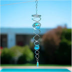 Decorative Spiral - 2024 New Gazing Ball Spiral Tail Wind Spinner Stabilizer, Spinfinity Designs Hanging Kinetic Wind Spinners Decorative Spiral Crystal Sun Catchers Rainbow Maker (Blue, 9in)