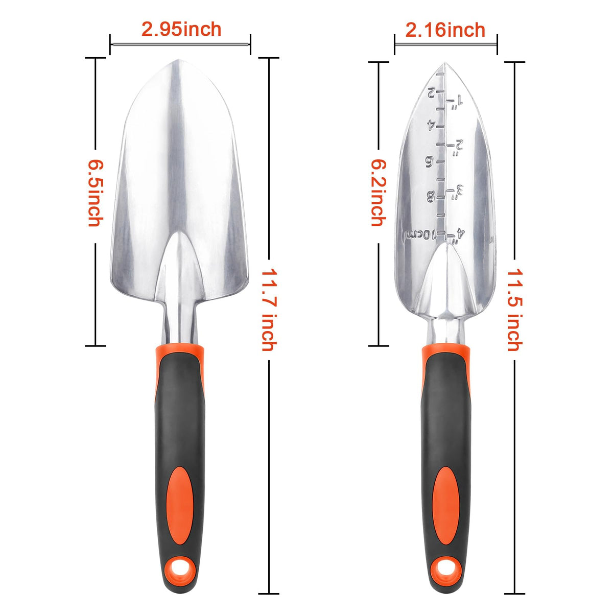 Garden Shovel Trowel Garden Tool Set, 2 Pack Heavy Duty Gardening Tools Set Include Wide Garden Trowel, Hand Shovel with Measurement Mark, Small Shovels for Gardening Digging Planting Transplanting