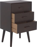 SAFAVIEH Home Collection - Pomona Dark Chocolate Nightstand, 3-Drawer Accent Table, Mid-Century Storage Cabinet (CHS5700E)