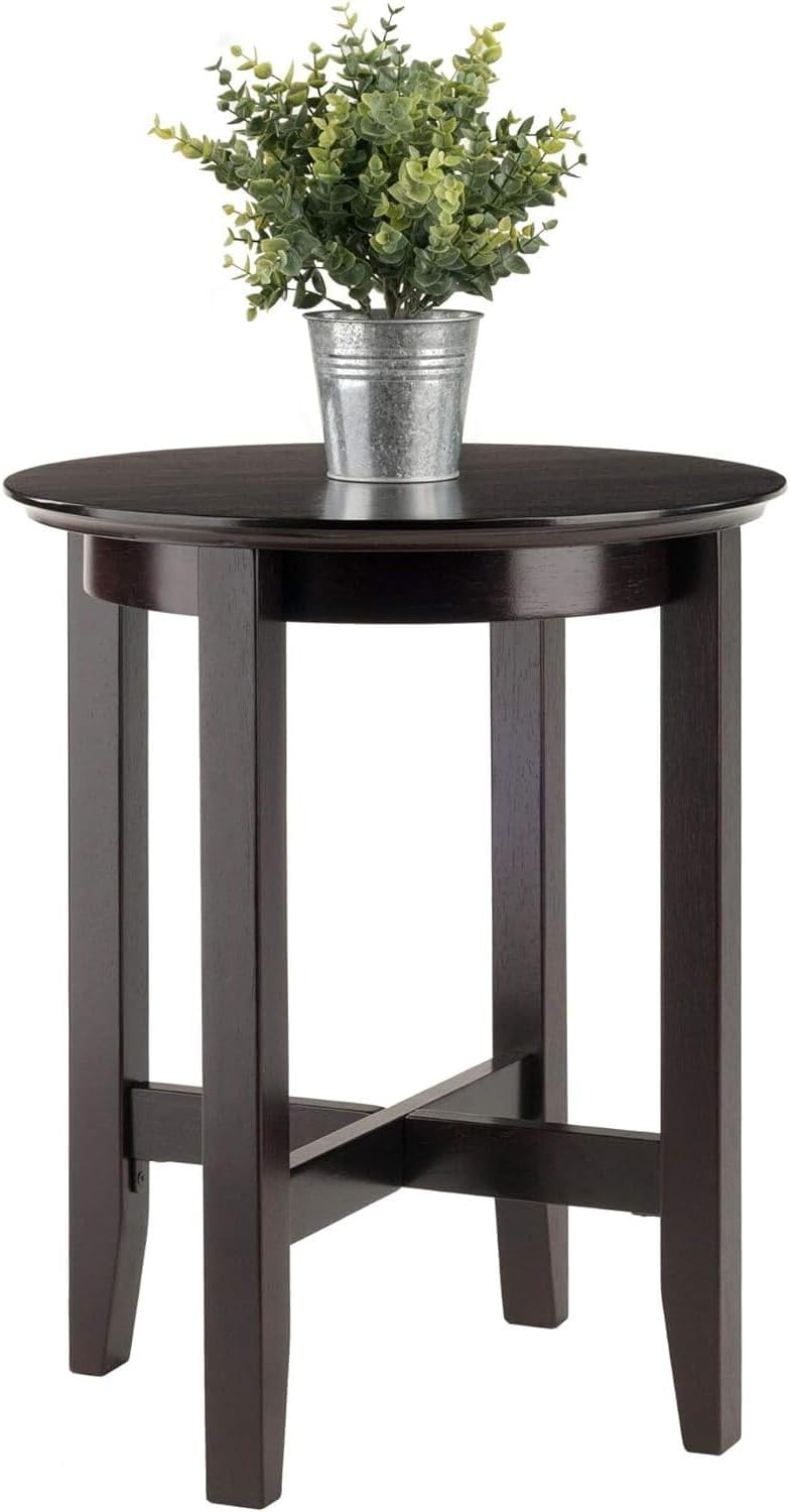 HomeStock Boldly Bohemian End Table - Artistic Design with Rich Espresso Finish, Perfect Accent Piece for Eclectic or Contemporary Interiors