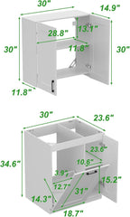 Timechee White Modern Kitchen Pantry Storage Cabinet with Wall Cupboard Set, Wall Pantry Cupboard with Tilt Out Trash Can Cabinet, Storage Shelves, Kitchen Buffet Sideboard Set for Dining Room