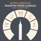 PAMI Traditional Shabbat Candle Sticks [12-Pack] - Unscented Taper Candles with 3 Hours Burning Time- Paraffin Shabbos Candles with Beautiful Flame- Tall Dinner Candles for Candlestick Holders