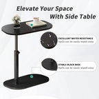 C-Shaped End Table - Height Adjustable (23.5"-31.5"), 16"x12" Oval Top w/Lower Shelf, Industrial Side Table Space-Saving Side Table for Living Room, Bedroom (Black)