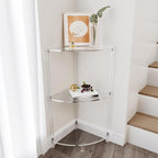 Corner Shelf, 3 Tier Acrylic Corner Side Table, 25.6 inch Standing Triangle End Table, Modern Home Display and Storage Shelf, Small Bedside Tables for Bedroom, Living Room,