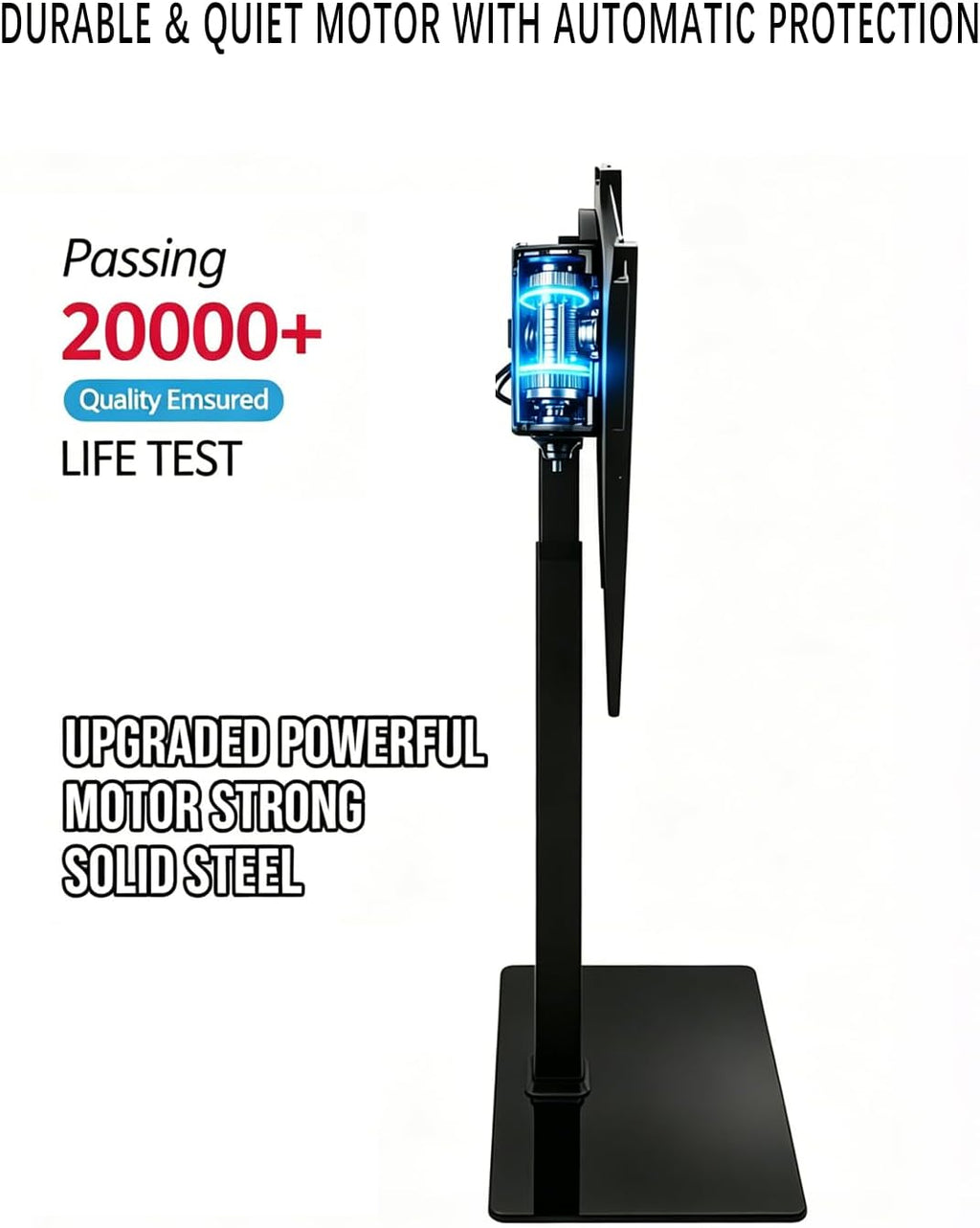 Universal Motorized TV Mount with Remote - Motorized TV Stand with Tempered Glass Base, TV Lift for Desktop and Floor